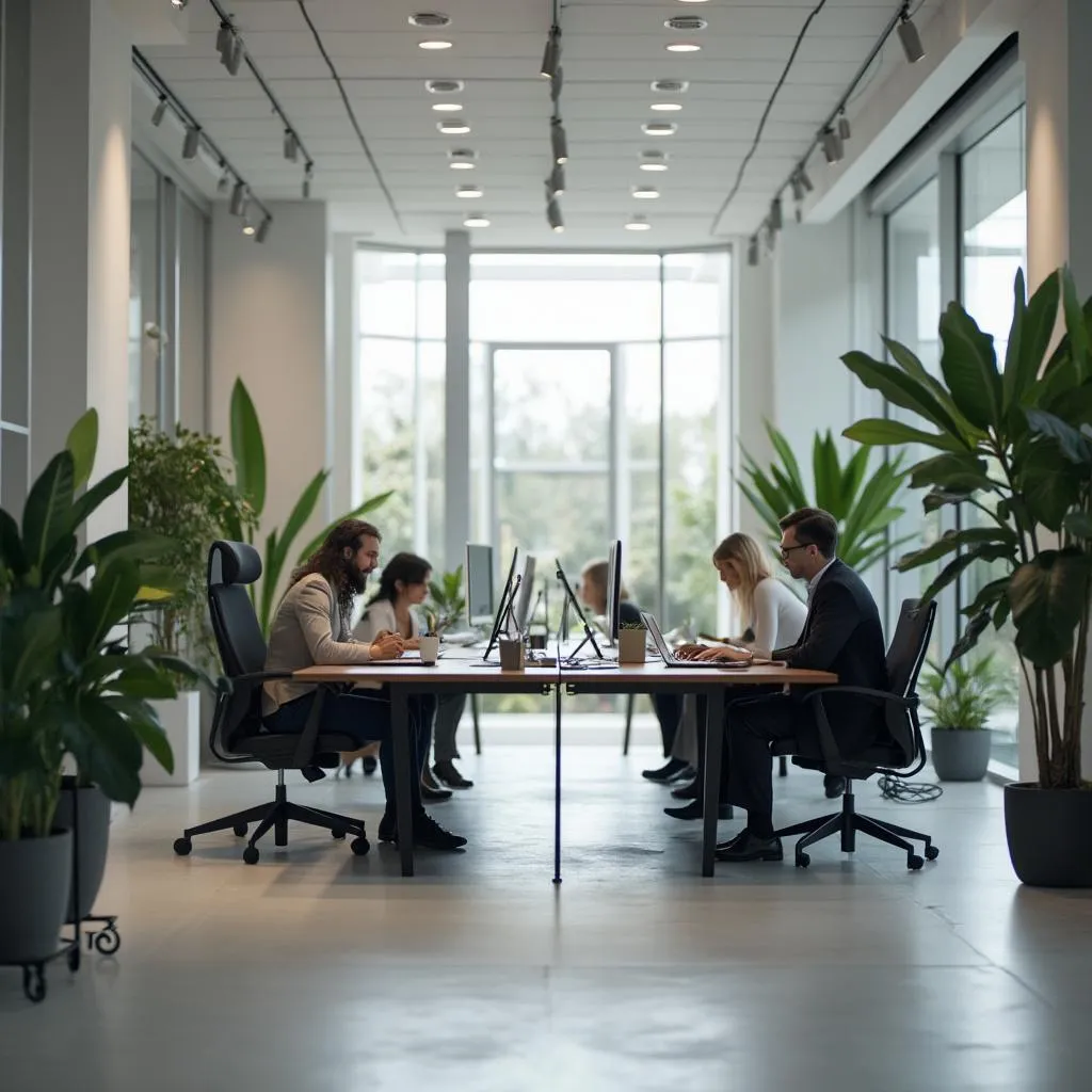 Equipo de consultores profesionales en oficina moderna minimalista
